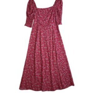 MI AMI FOR FRANCESCA'S FLORAL MIDI DRESS-SLIT FRONT RED, WHITE, BLUE SIZE M NWT